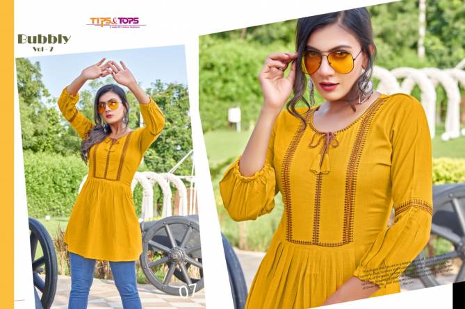 Tips Tops Bubbly 7 Fancy New Stylish Fancy Wear Ladies Long Top Collection